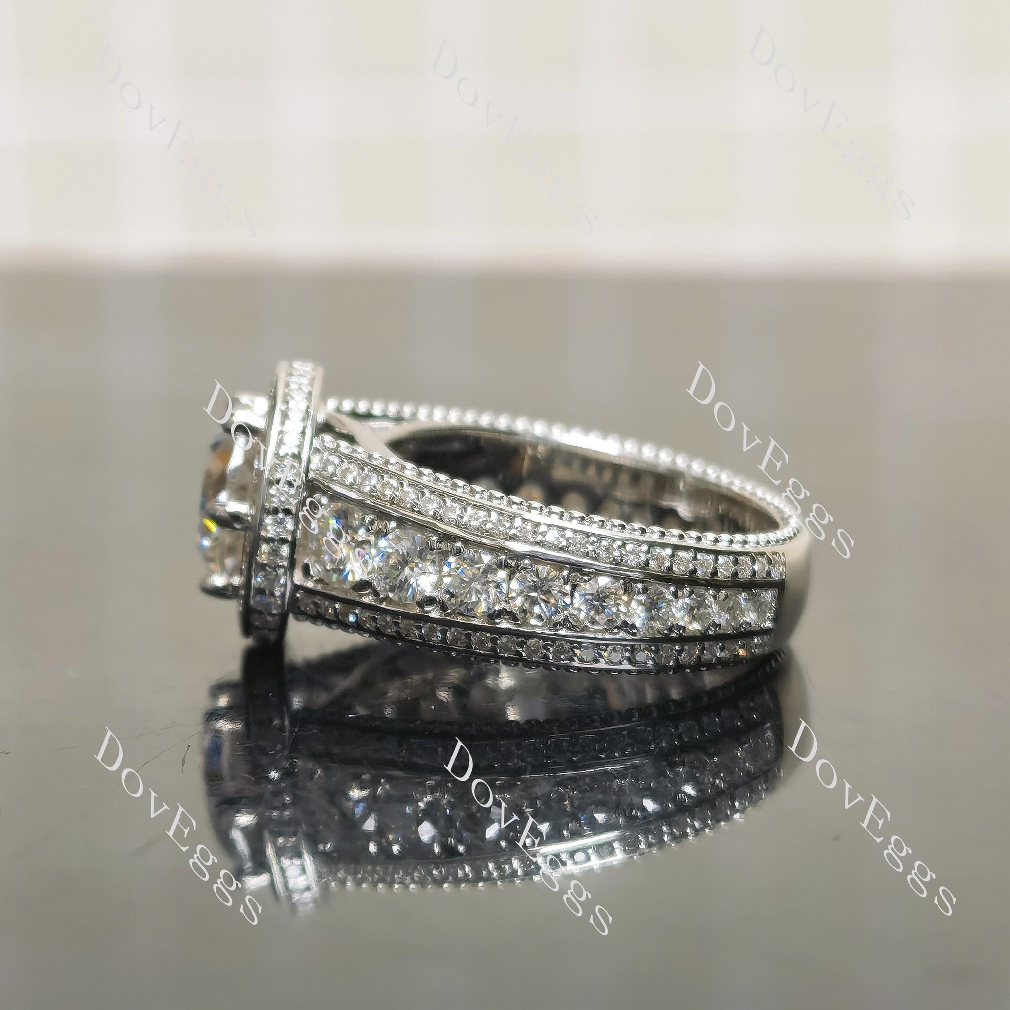 (size 6.5) Doveggs sterling silver 2ct Round moissanite engagement ring