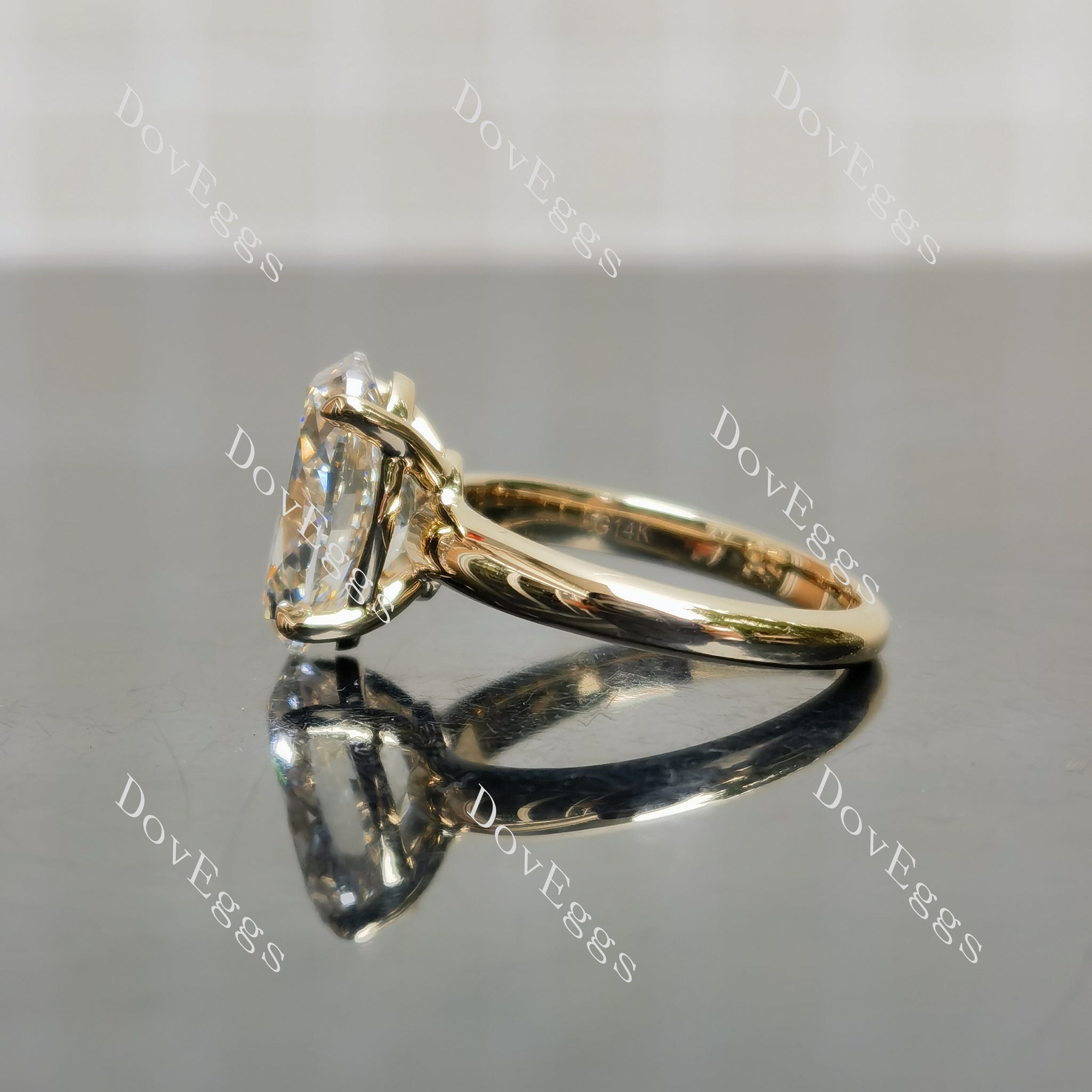 Doveggs Oval Pave Solitaire Lab Grown Diamond Engagement Ring