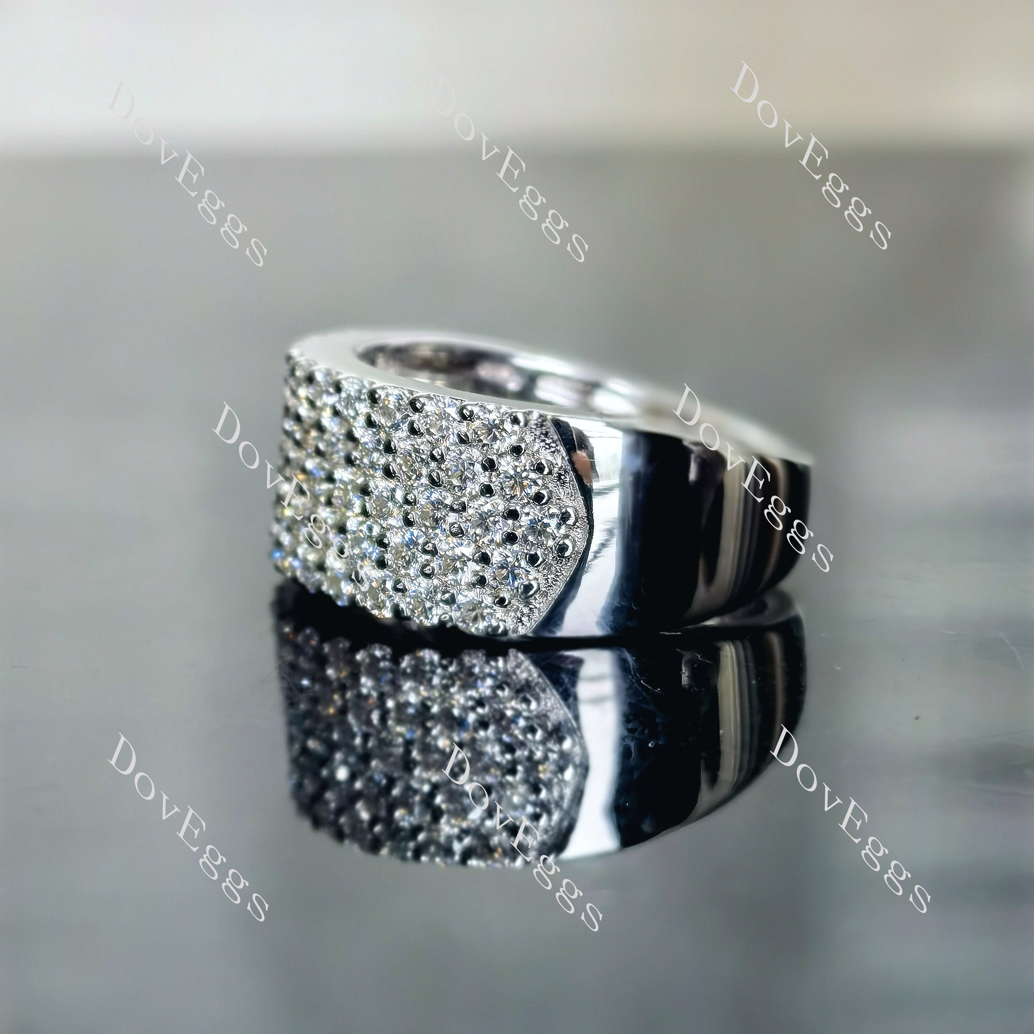 Doveggs round pave moissanite wedding band-8.0mm band width