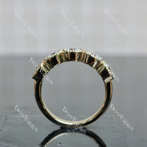 Doveggs cushion five stones bezel moissanite wedding band-2.3mm band width