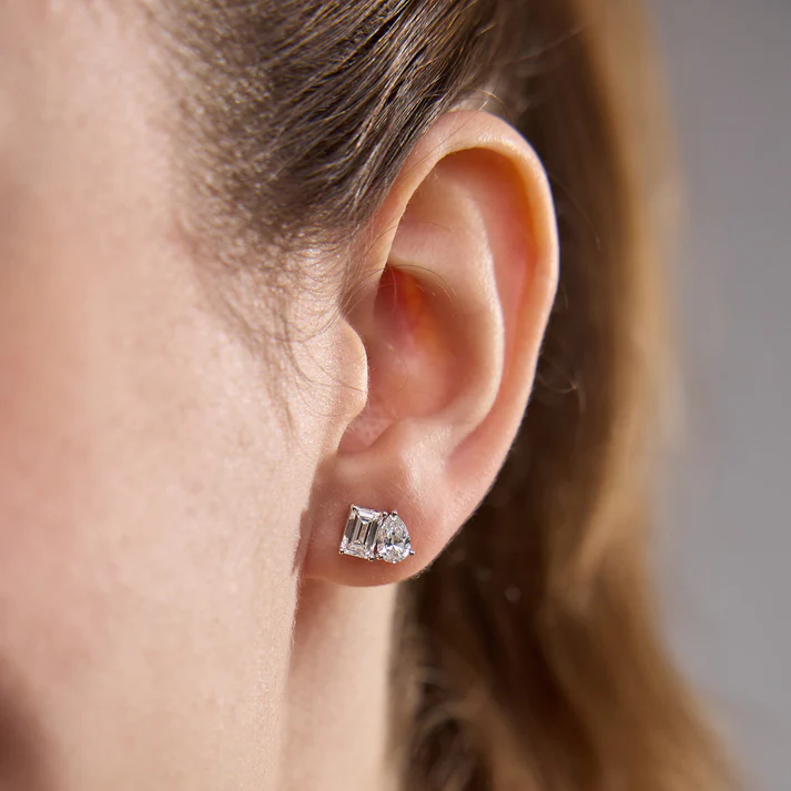 Group Order all color available emerald pear moissanite/colored gem push back/screw back earrings