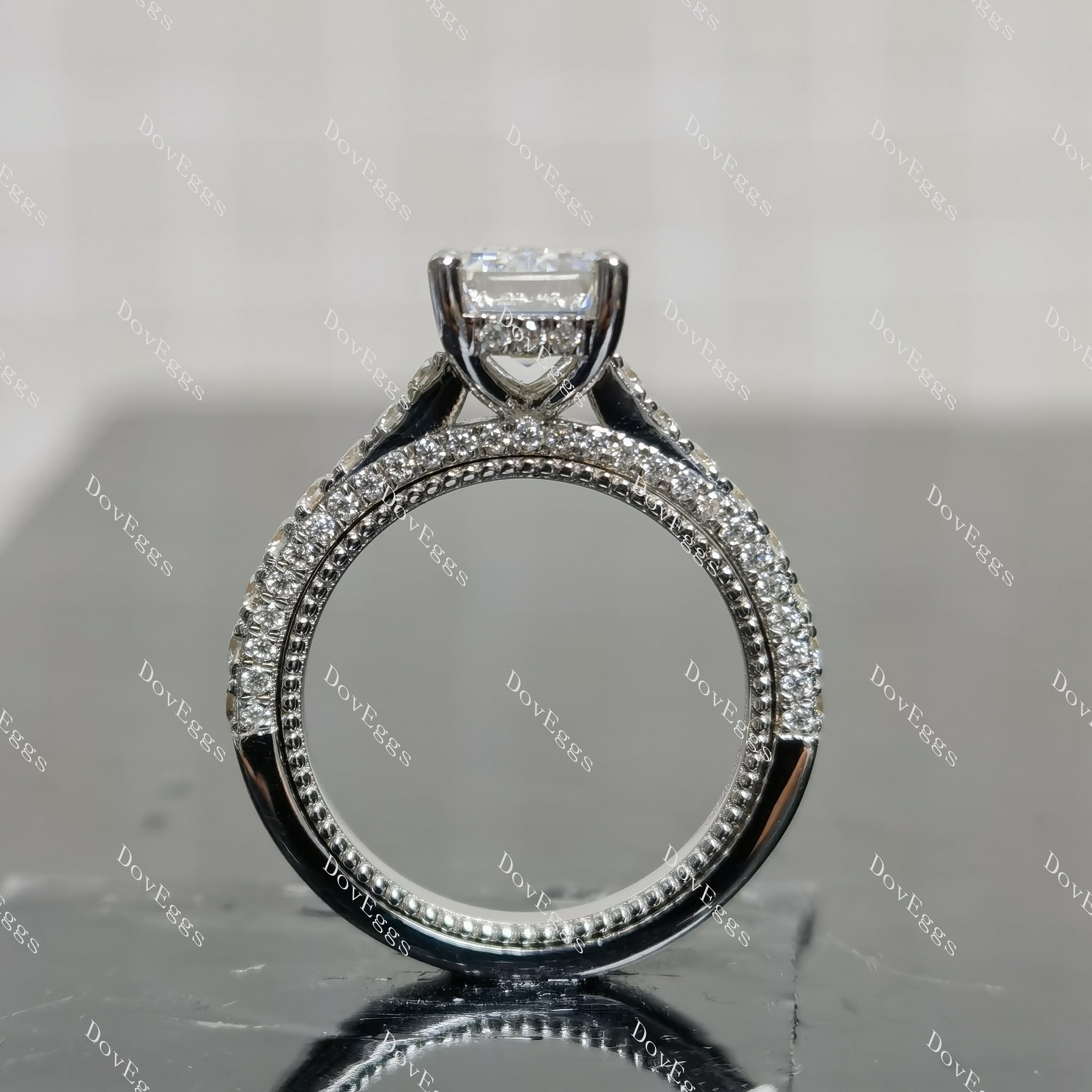 (size 6.5) Doveggs 3ct radiant moissanite sterling silver engagement ring
