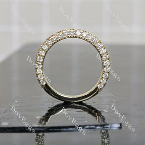 Doveggs round 3/4 eternity pave moissanite/lab grown diamond wedding band-3.0mm band width