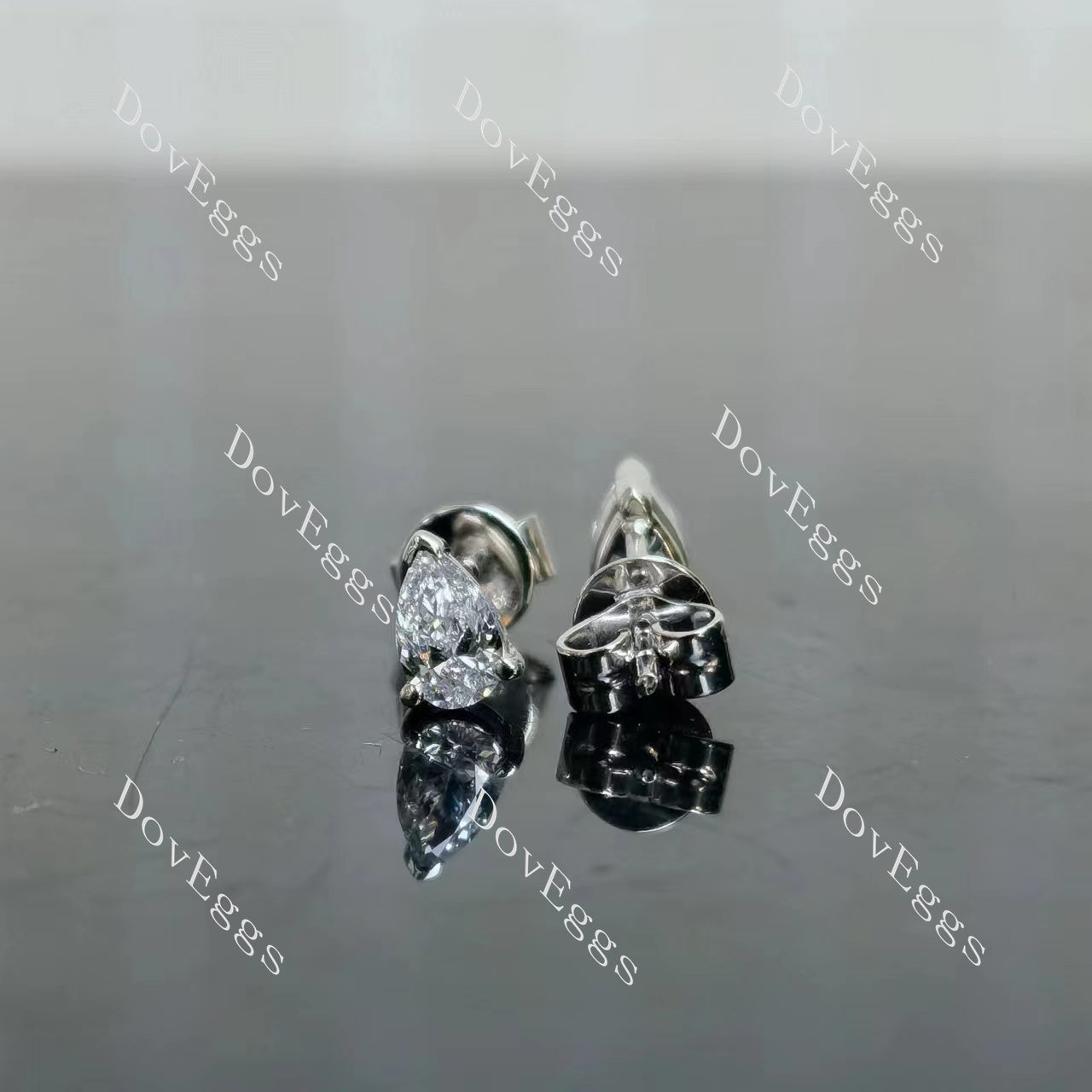 Doveggs pear pave moissanite/lab grown diamond accnets earrings