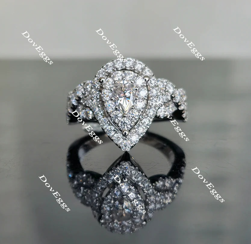 DovEggs split shank double halo engagement ring engagement ring only semi-mount only(Exclusively to DovEggs Stones)