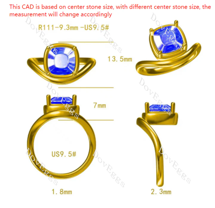 Doveggs bezel solitaire engagement ring semi-mount only(Exclusively to DovEggs Stones)