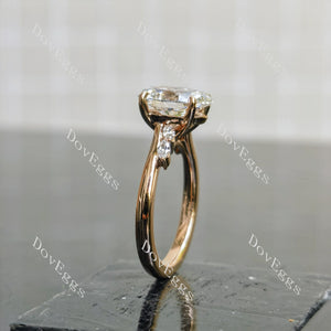 Doveggs oval side stones vintage moissanite engagement ring