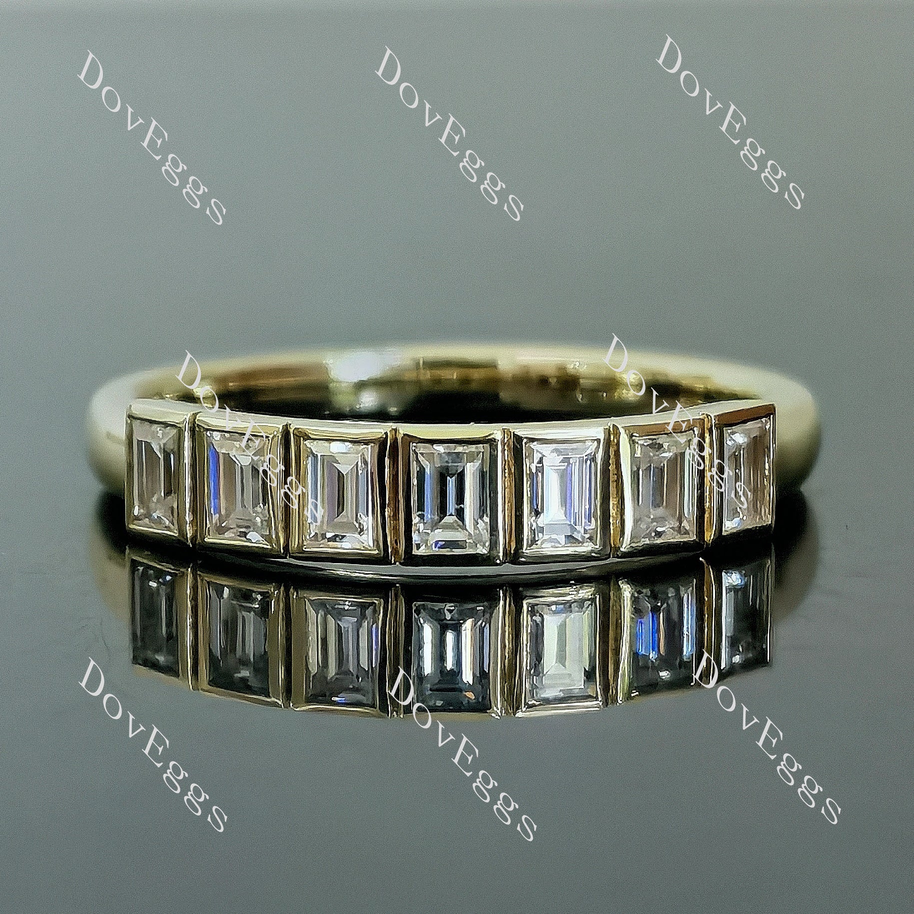 Doveggs seven stones bezel moissanite wedding band-2.0mm band width