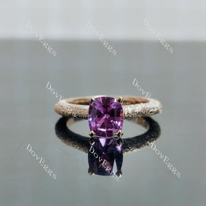 Doveggs elongated cushion solitaire textured colored gem engagement ring