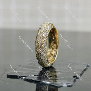 Doveggs vintage milgrain full eternity round moissanite/lab grown diamond wedding band-5.2mm band width