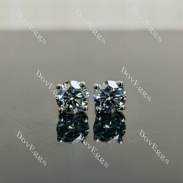 Doveggs 1ct/per round 2cttw Stardust Grey color sterling silver moissanite earrings