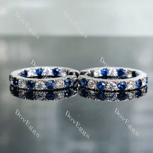 Doveggs round moissanite/lab grown diamond & colored gem earrings (around 22mm diameter)