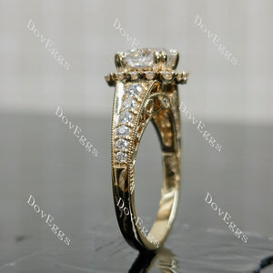 Doveggs cushion pave halo half eternity moissanite engagement ring