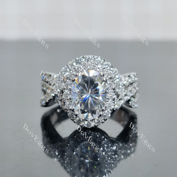 (size 7.5) Doveggs sterling silver 2.8ct Oval moissanite engagement ring