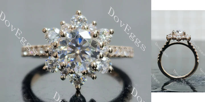 Doveggs floral half eternity engagement ring semi-mount only(Exclusively to DovEggs Stones) - DovEggs-Seattle