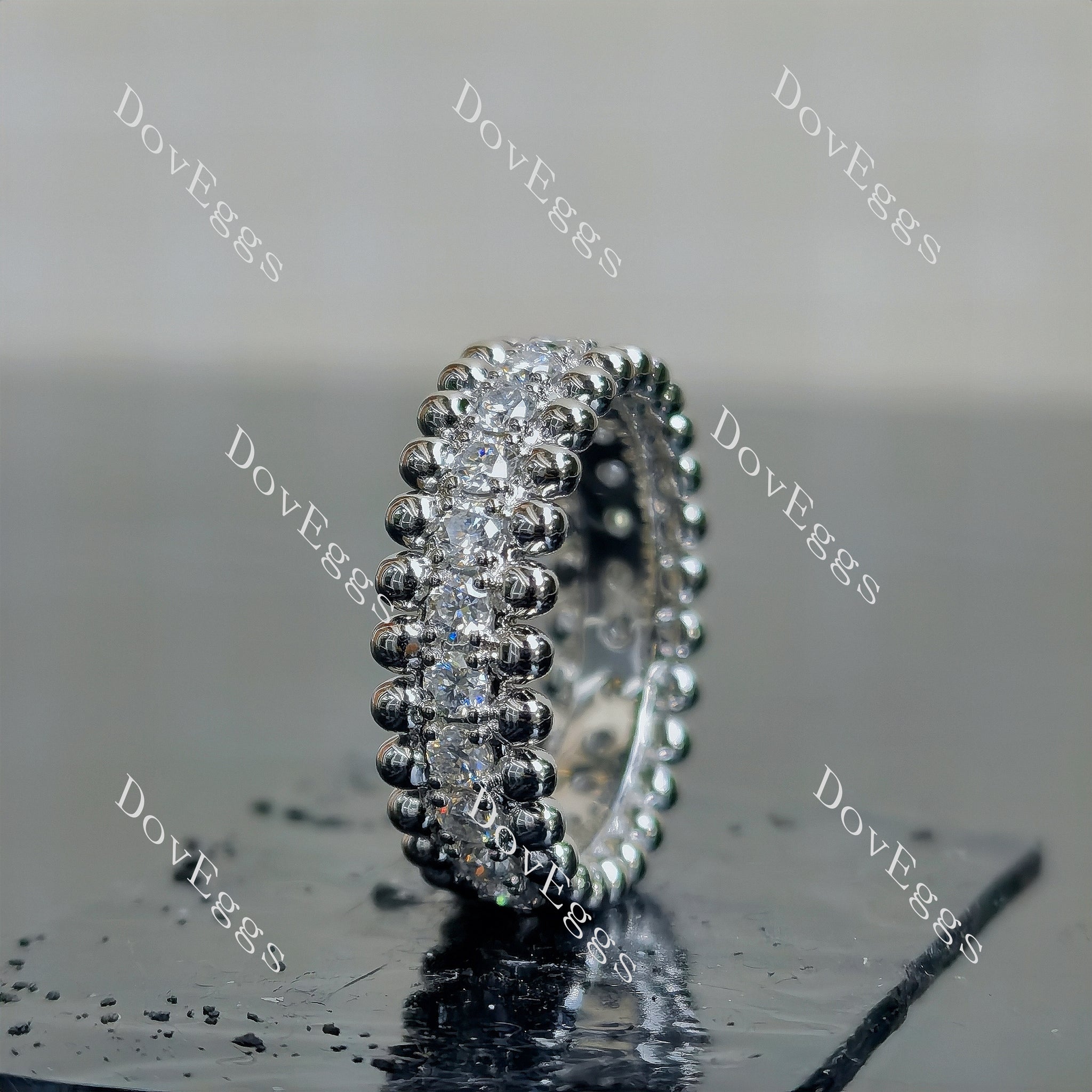 Doveggs round full eternity pave moissanite/lab grown diamond wedding band for women-5.2mm band width
