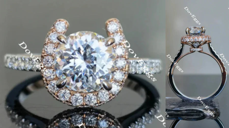 The Aloha Presley half eternity pave engagement ring only semi-mount only(Exclusively to DovEggs Stones)