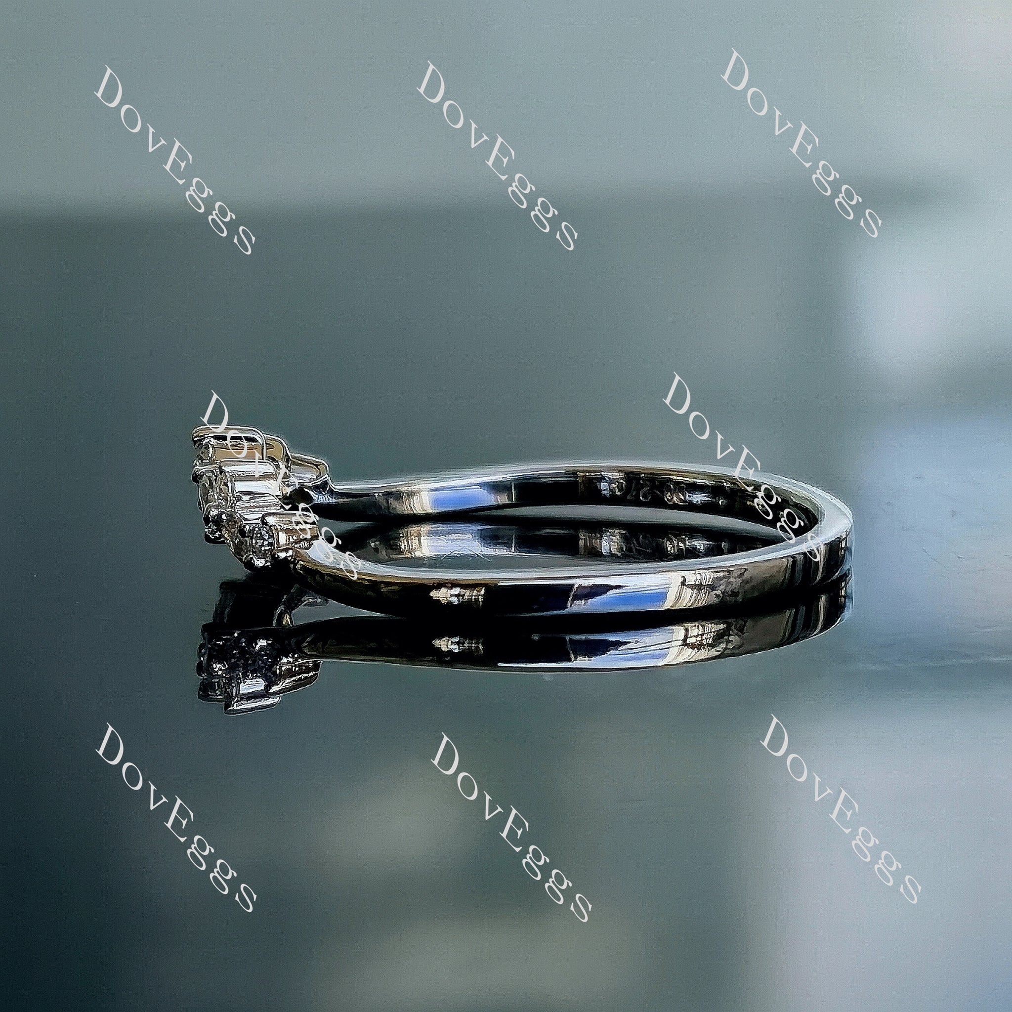 Doveggs marquise round art deco moissanite/lab grown diamond wedding band-1.6mm band width