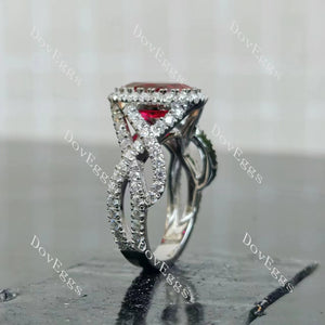Doveggs oval halo split shanks colored gem engagement ring