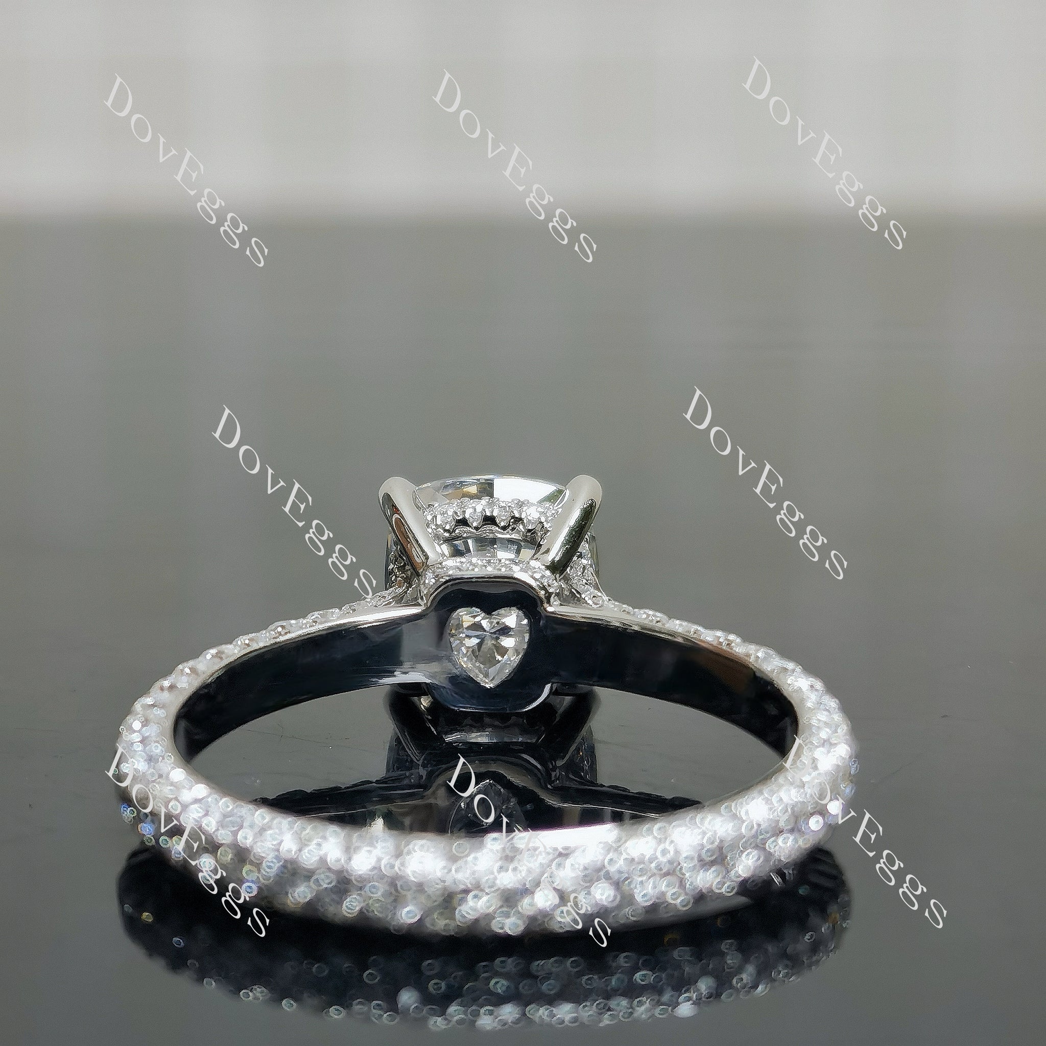 Bailey Rae cushion pave full eternity moissanite engagement ring