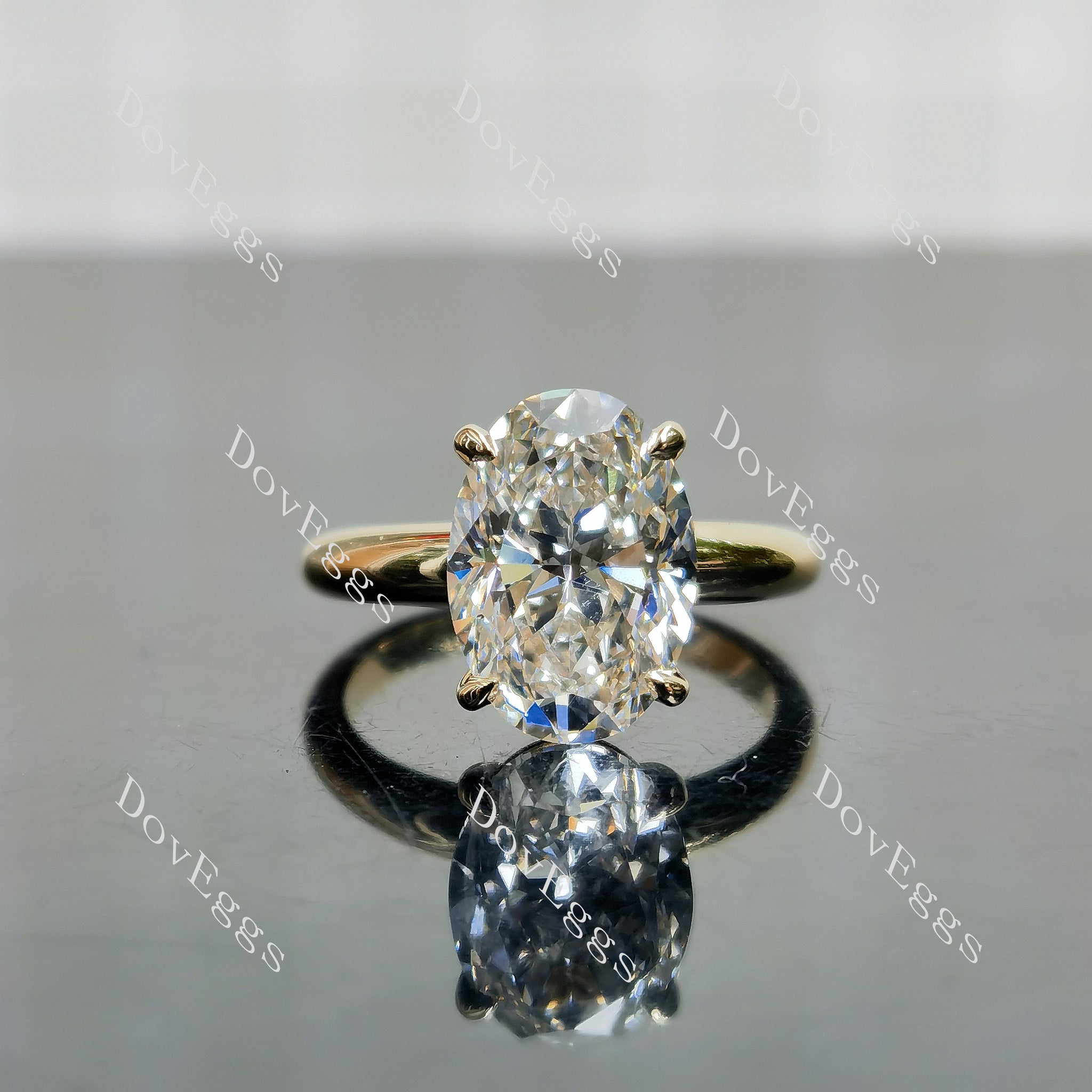 Doveggs Oval Pave Solitaire Lab Grown Diamond Engagement Ring