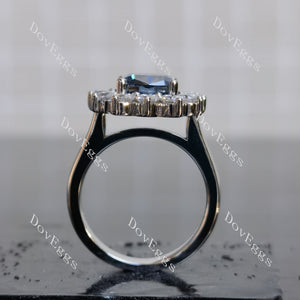 Doveggs floral cushion twilight blue moissanite engagement ring(engagement ring only)