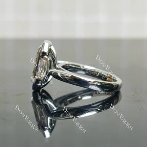 Cheryl G Emerald Bezel Three Stones Lab Grown Diamond Engagement Ring