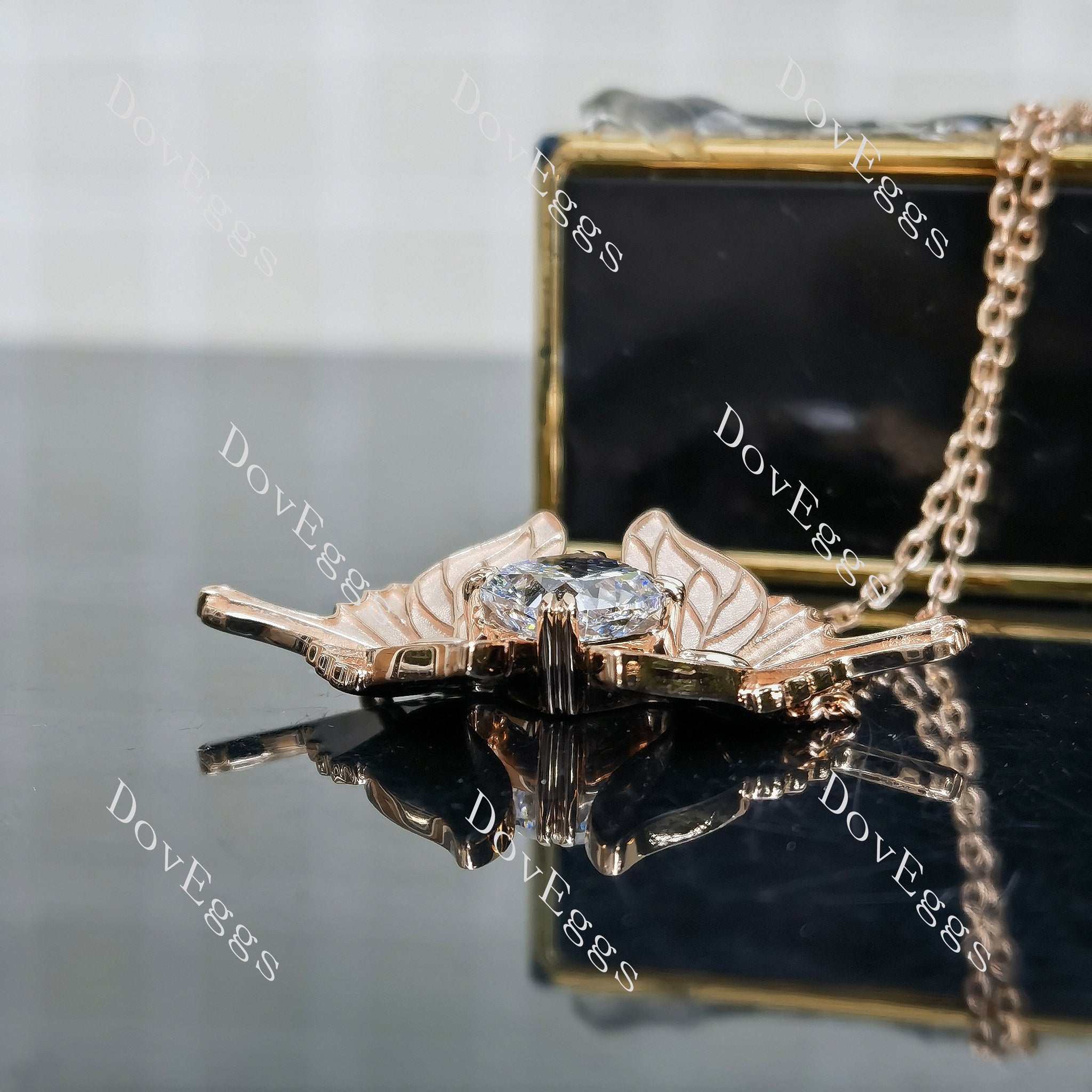 Doveggs Cushion Pave Lab Grown Diamond Pendant Necklace (with 17' length chain)