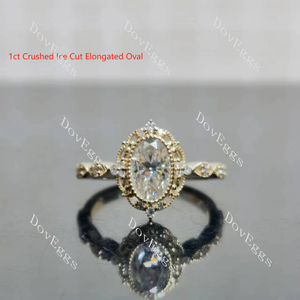 Lily oval floral vintage bezel pave moissanite engagement ring