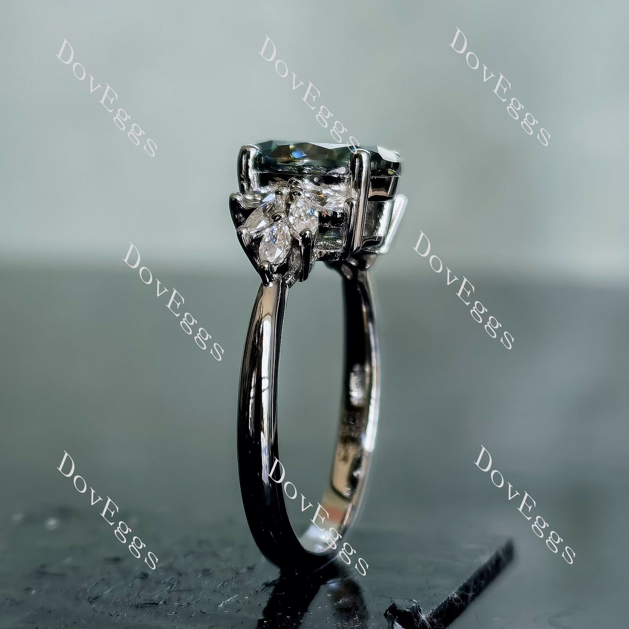 Doveggs oval floral colored moissanite engagement ring