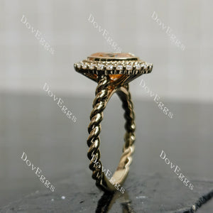 Doveggs oval bezel halo colored moissanite engagement ring