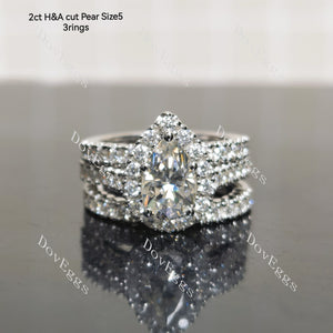 (size 5) Doveggs sterling silver 2ct pear moissanite bridal set(3 rings)