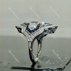 Doveggs Marquise Modified H&A cut vintage art deco halo moissanite engagement ring