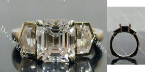 Doveggs Elizabeth Taylor Krupp cut pave three stones moissanite engagement ring