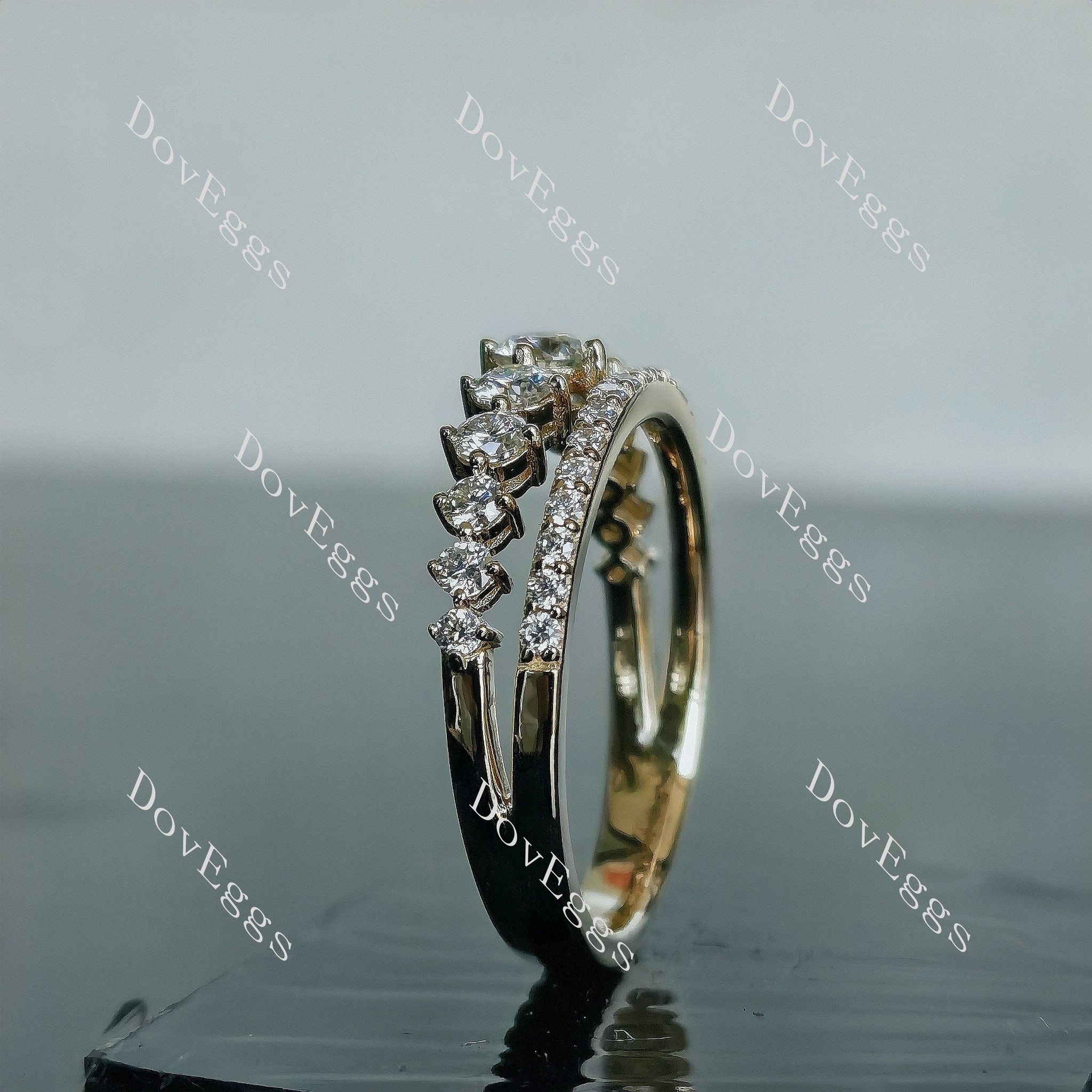 Doveggs round pave moissanite/lab grown diamond wedding band-2.8mm band width