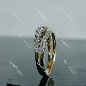 Doveggs round pave moissanite/lab grown diamond wedding band-2.8mm band width