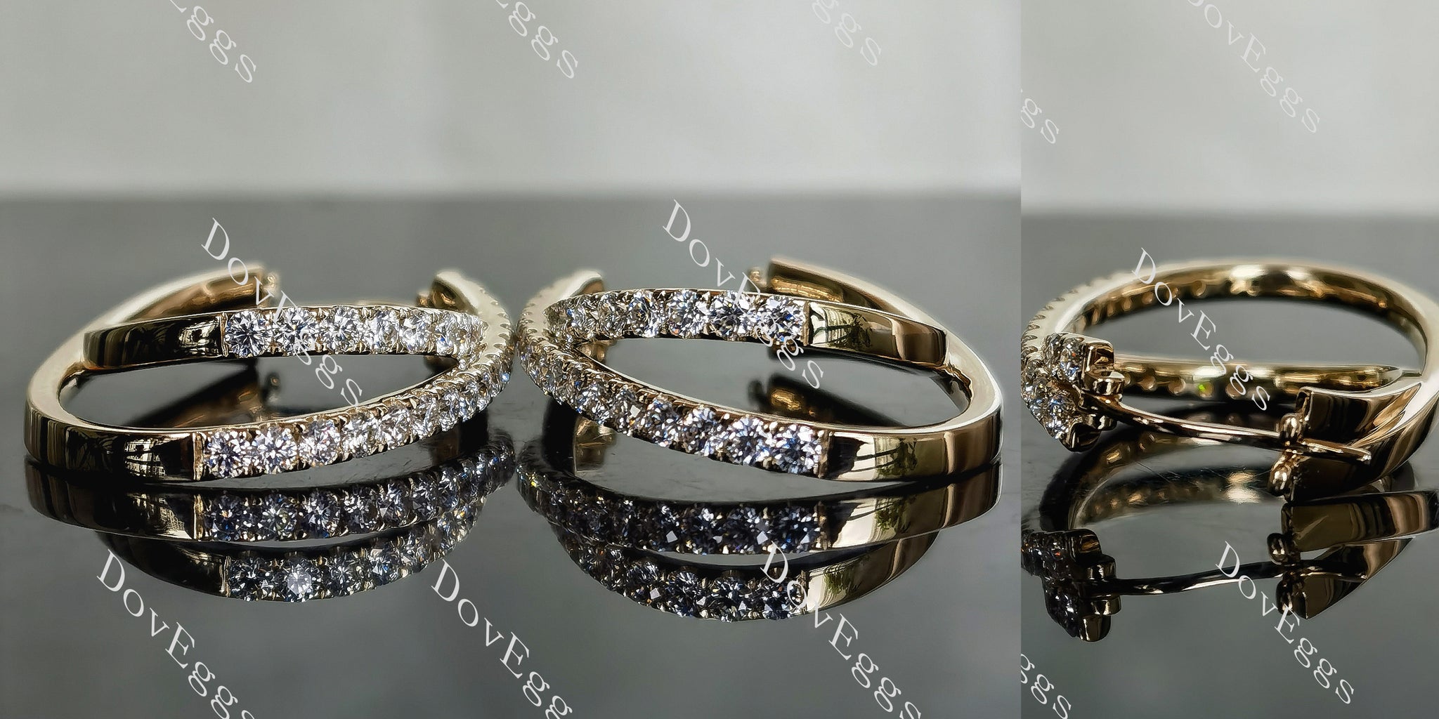 Doveggs round pave moissanite/lab grown diamond earrings (around 25mm length)