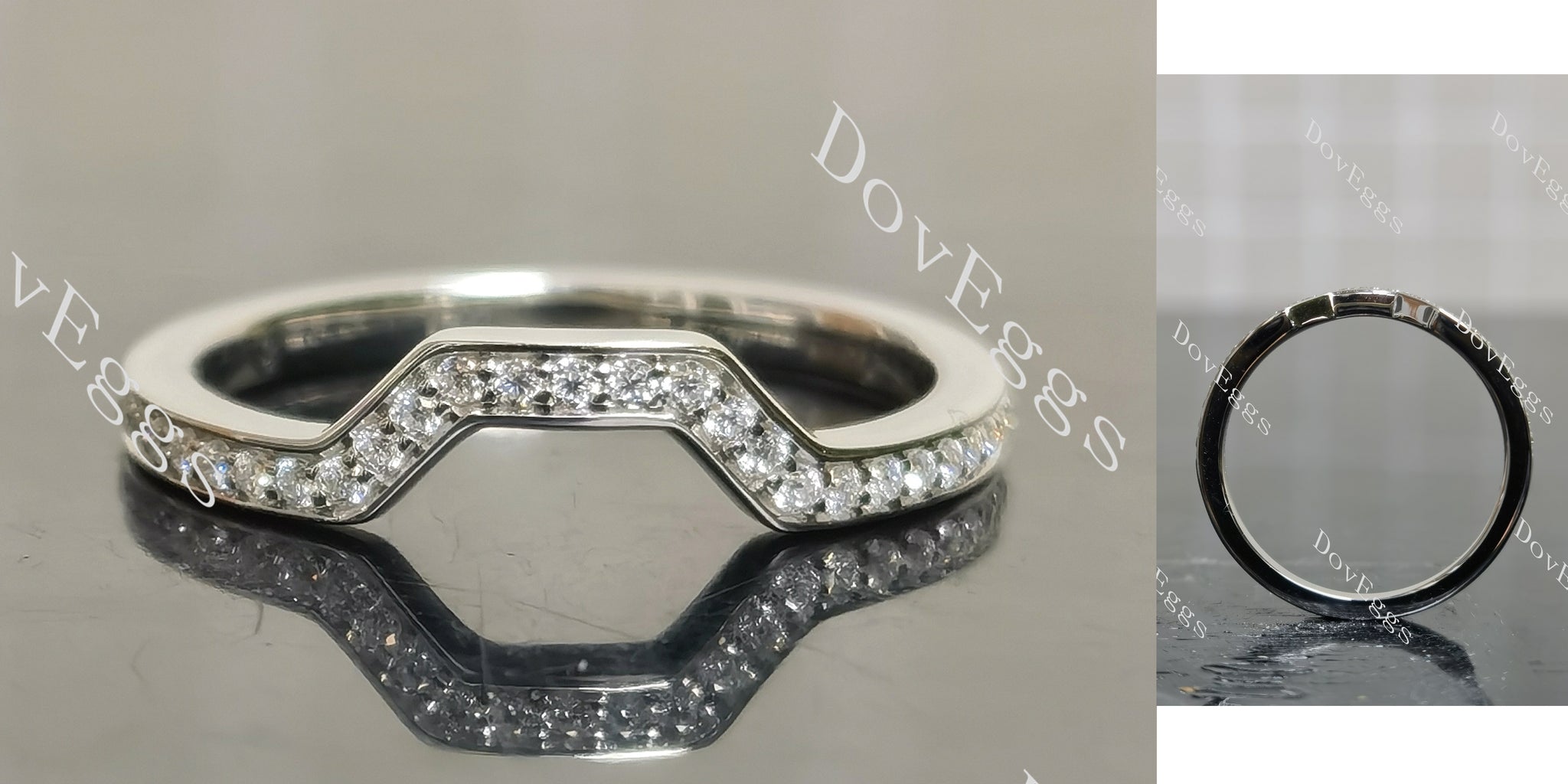 round pave moissanite/lab grown diamond wedding band-1.8mm band width