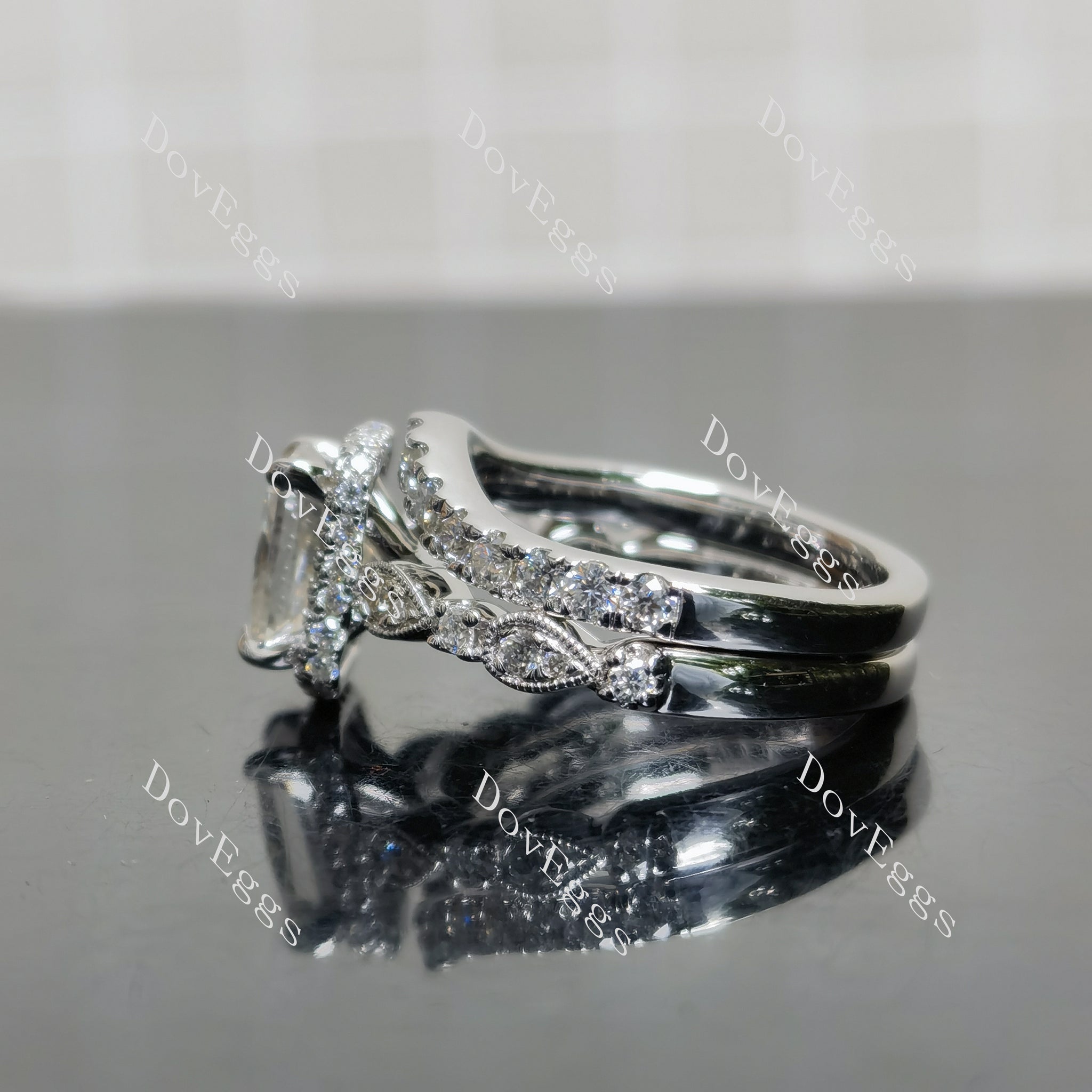 (size 6) Doveggs sterling silver 2ct radiant moissanite engagement ring(2 rings soldered together)