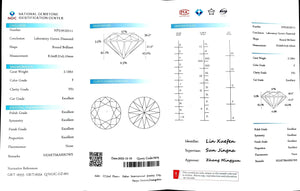 Doveggs 2.13ct round F color VS1 Clarity Excellent cut lab diamond stone(certified)