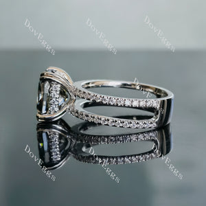 Doveggs cushion two pave setting stardust grey moissanite engagement ring