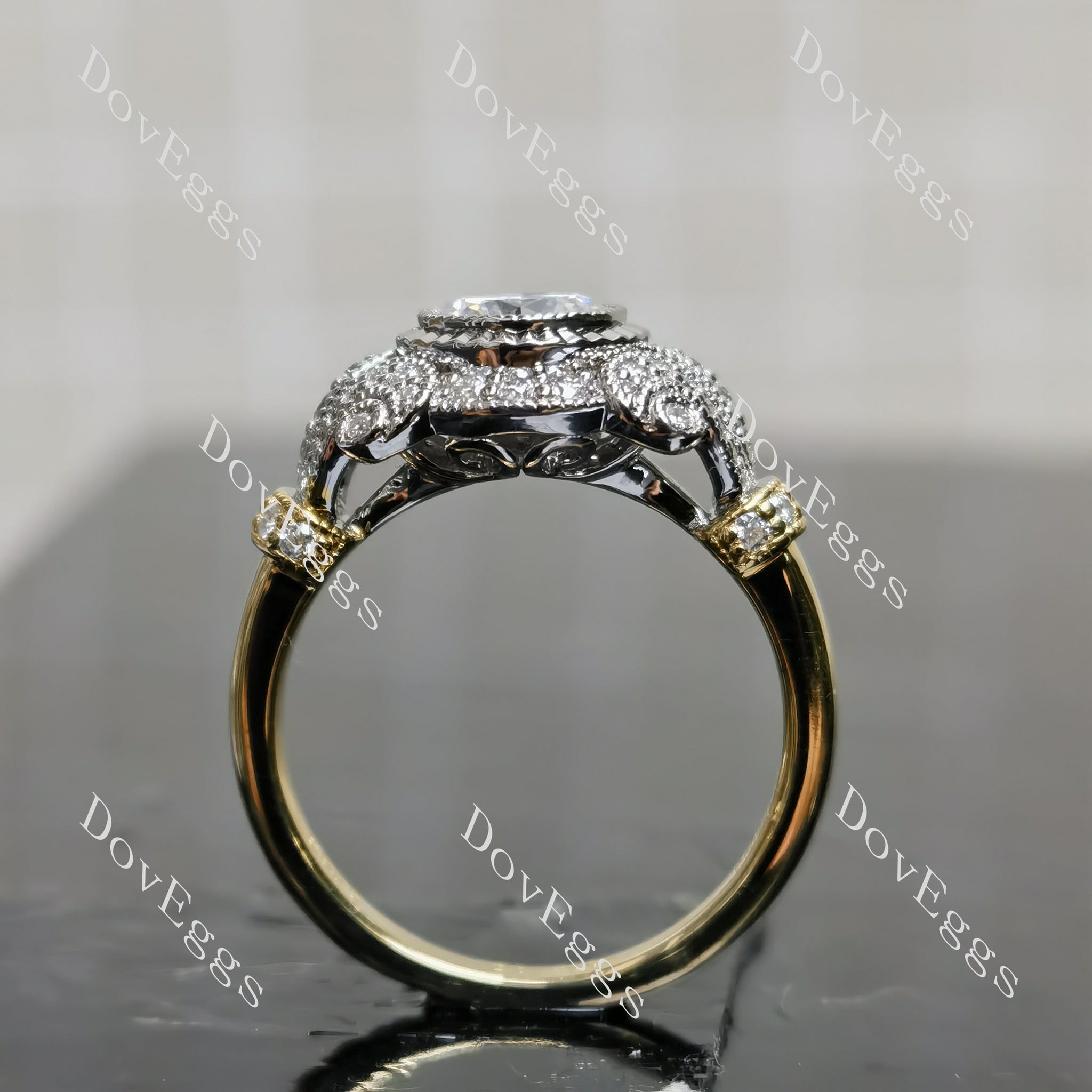 (size 6.75)Doveggs sterling silver 1ct Round moissanite engagement ring