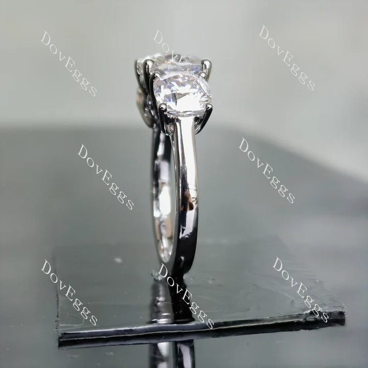 Doveggs three stones engagement ring only semi-mount only(Exclusively to DovEggs Stones)