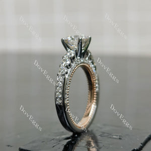(size 4.5) Doveggs sterling silver with plated rose gold 1ct round moissanite engagement ring