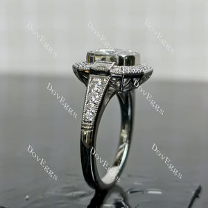 (size 7) Doveggs sterling silver 2ct elongated cushion moissanite engagement ring