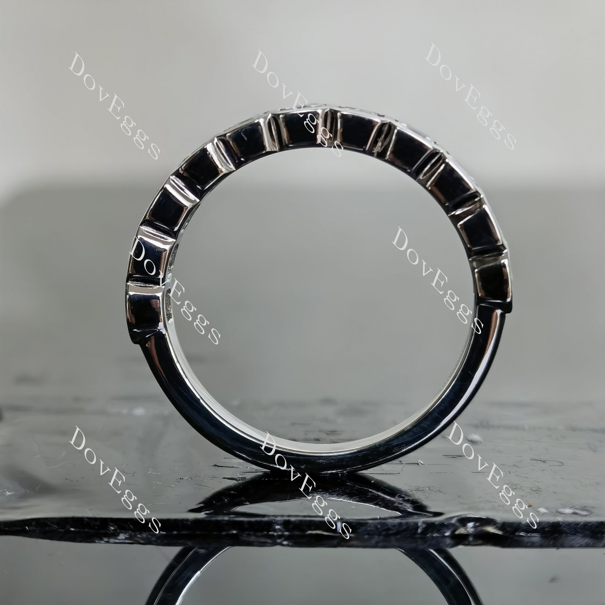 Doveggs asscher eternity bezel moissanite wedding band-3.7mm band width