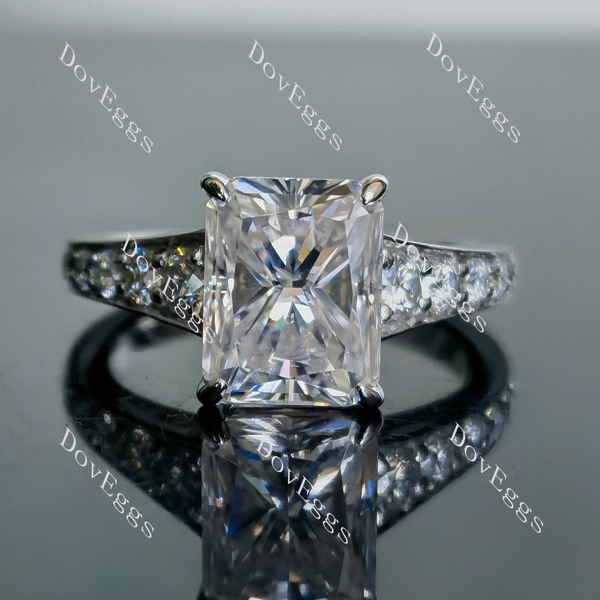 The My Forever radiant half eternity pave moissanite engagement Ring