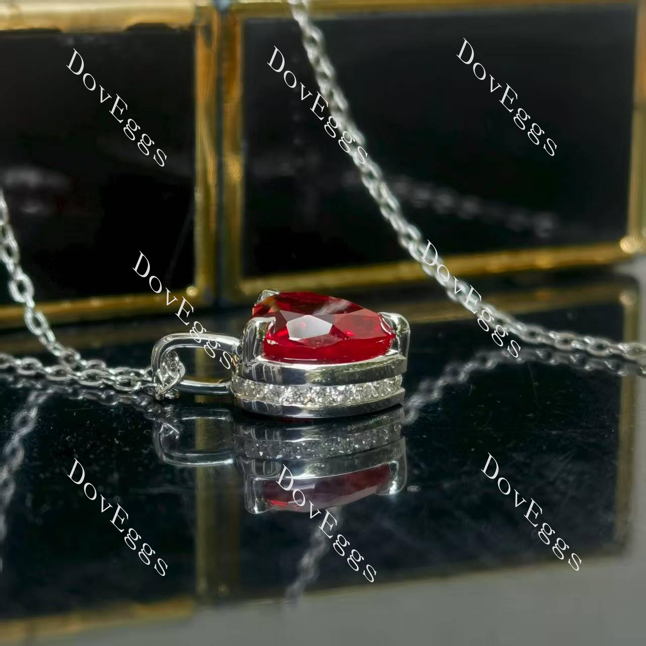 Doveggs sterling silver 3ct heart colored gem pendant necklace (pendant only)