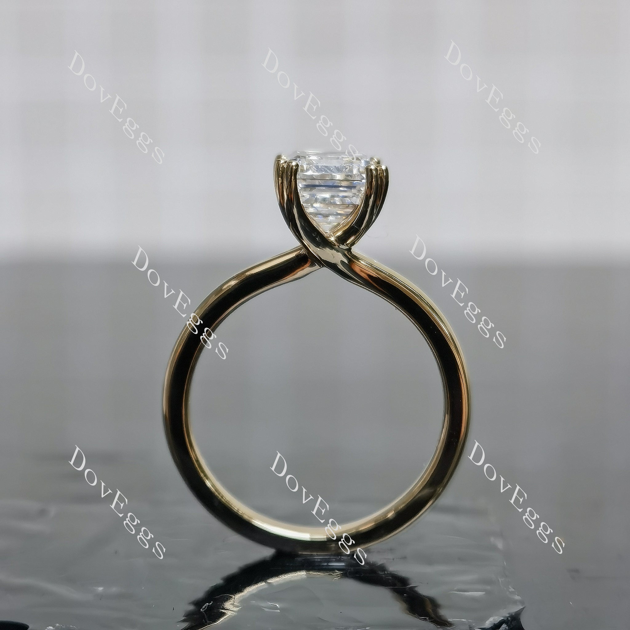 Doveggs Emerald Pave Solitaire Lab Grown Diamond Engagement Ring
