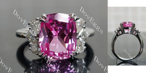 5ct elongated cushion side stones colored gem engagement ring
